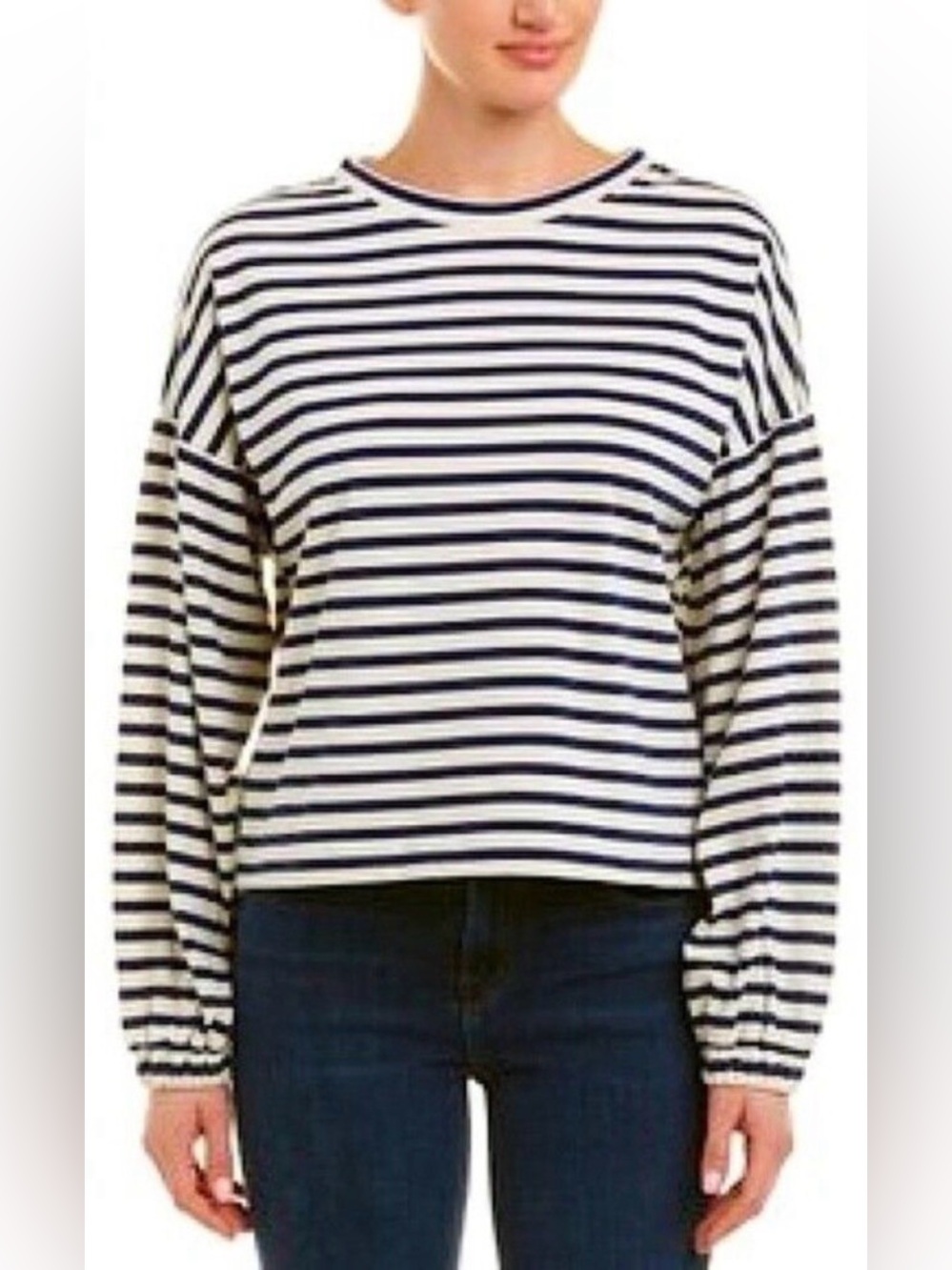 Parker Oversized Striped Top L Boxy Drop Shoulder Balloon Sleeve Nautical Sailor